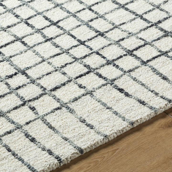 Yates Contemporary Geometrical Ivory Hand Tufted Wool Area Rug