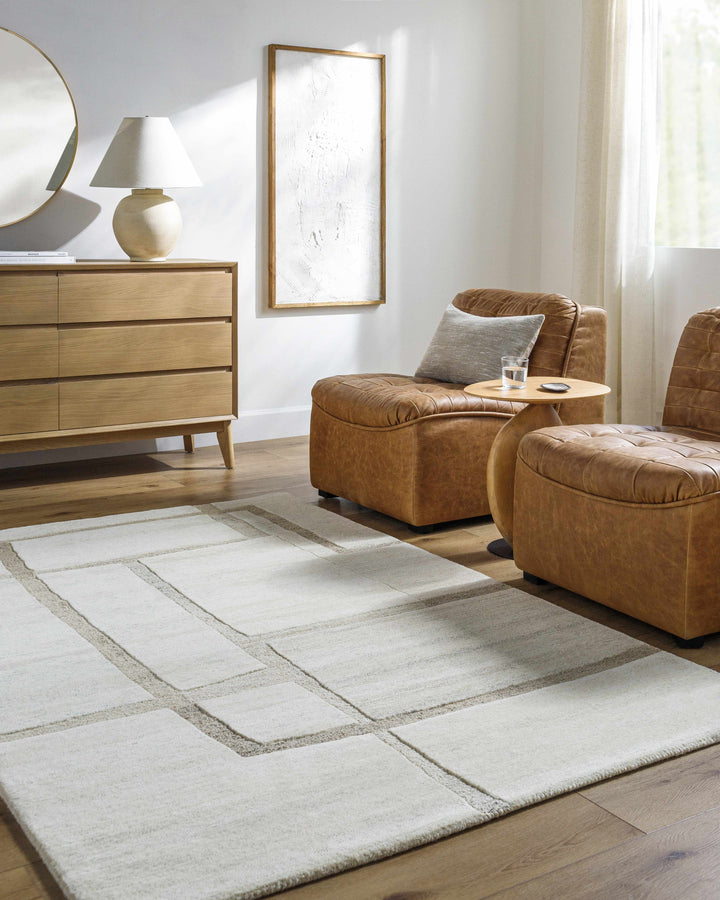 Yuuto Contemporary Style Ivory Hand Tufted Wool Area Rug