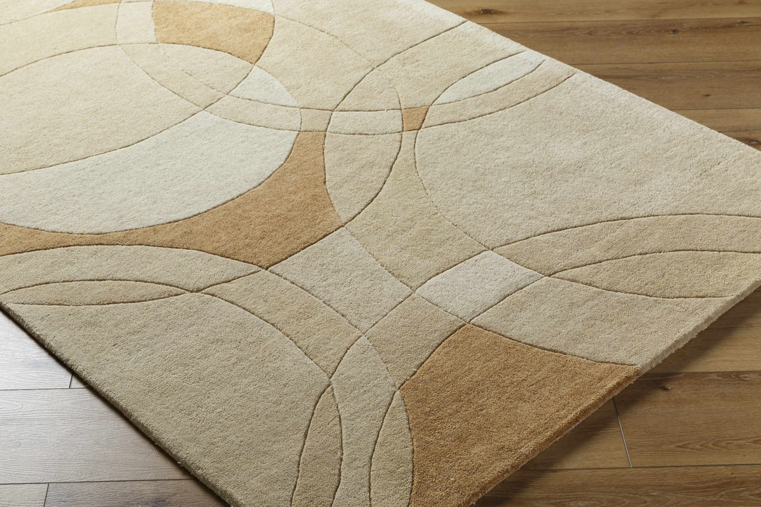 Yaxha Contemporary Style Beige And Camel Hand Tufted Wool Rug