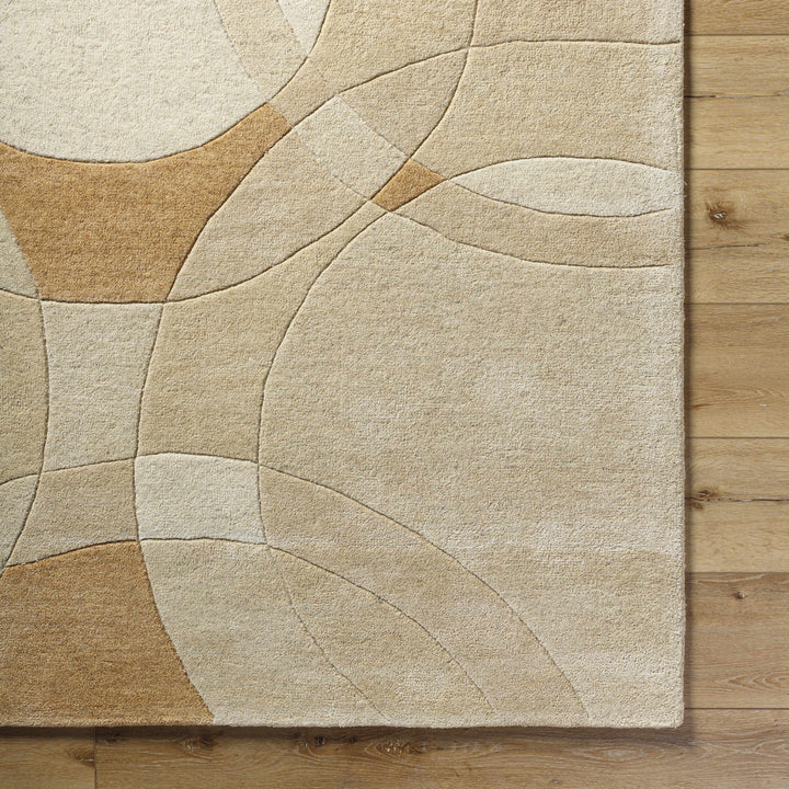 Yaxha Contemporary Style Beige And Camel Hand Tufted Wool Rug
