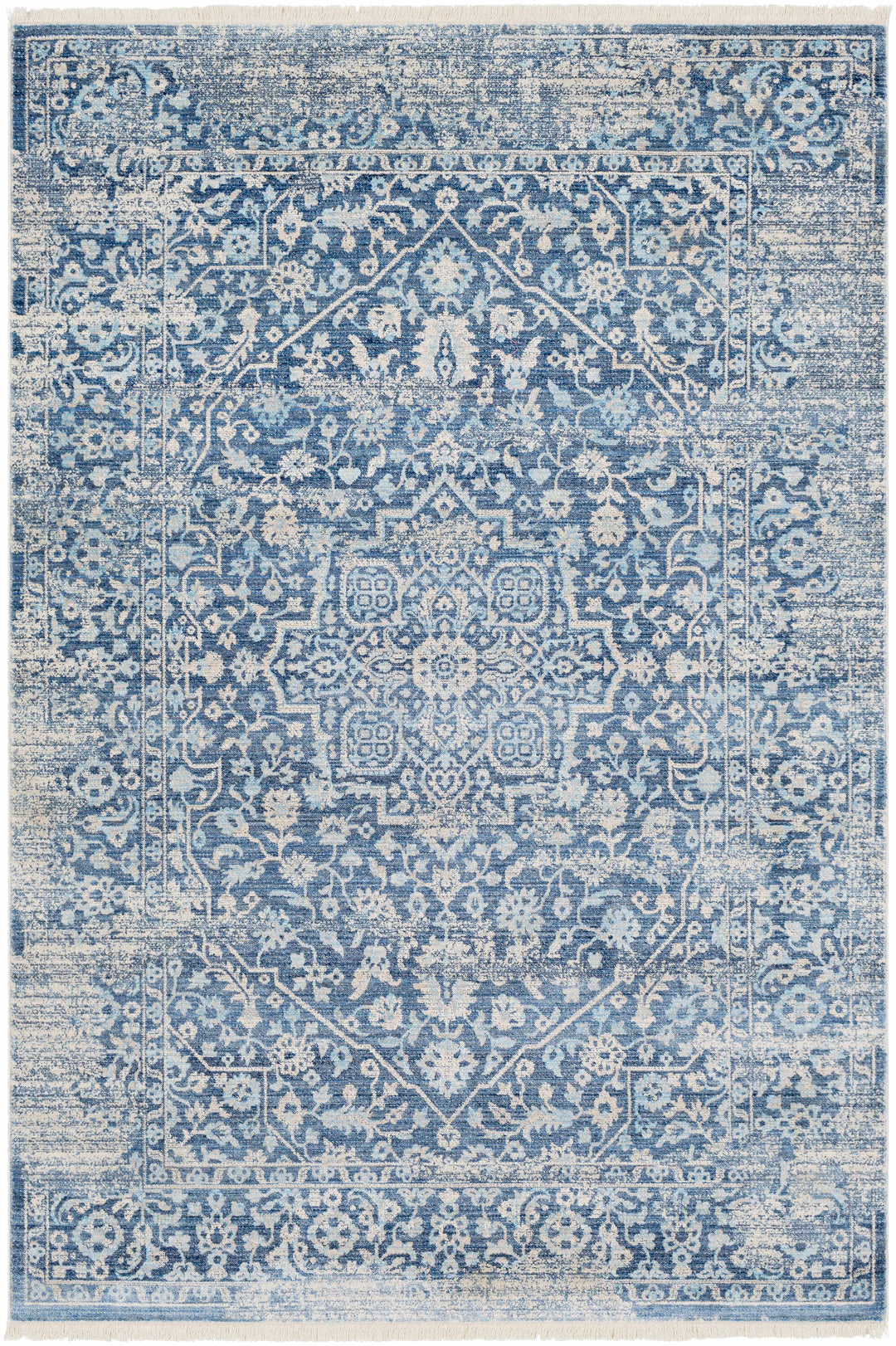 Yorkana Traditional Blue And Gray Distressed Rug
