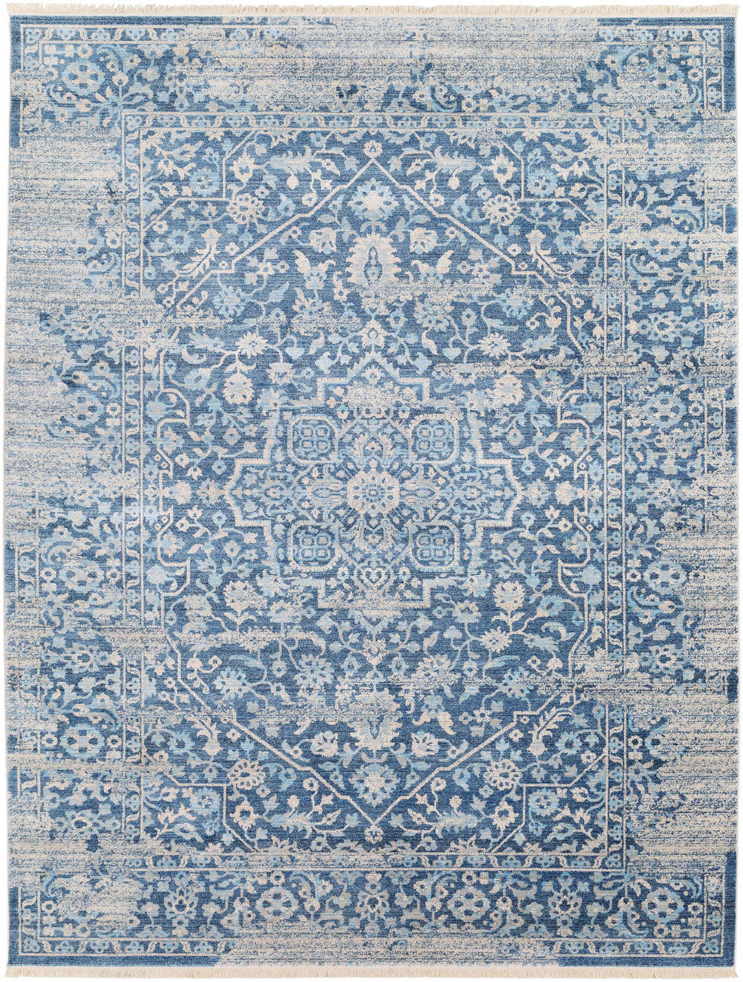 Yorkana Traditional Blue And Gray Distressed Rug