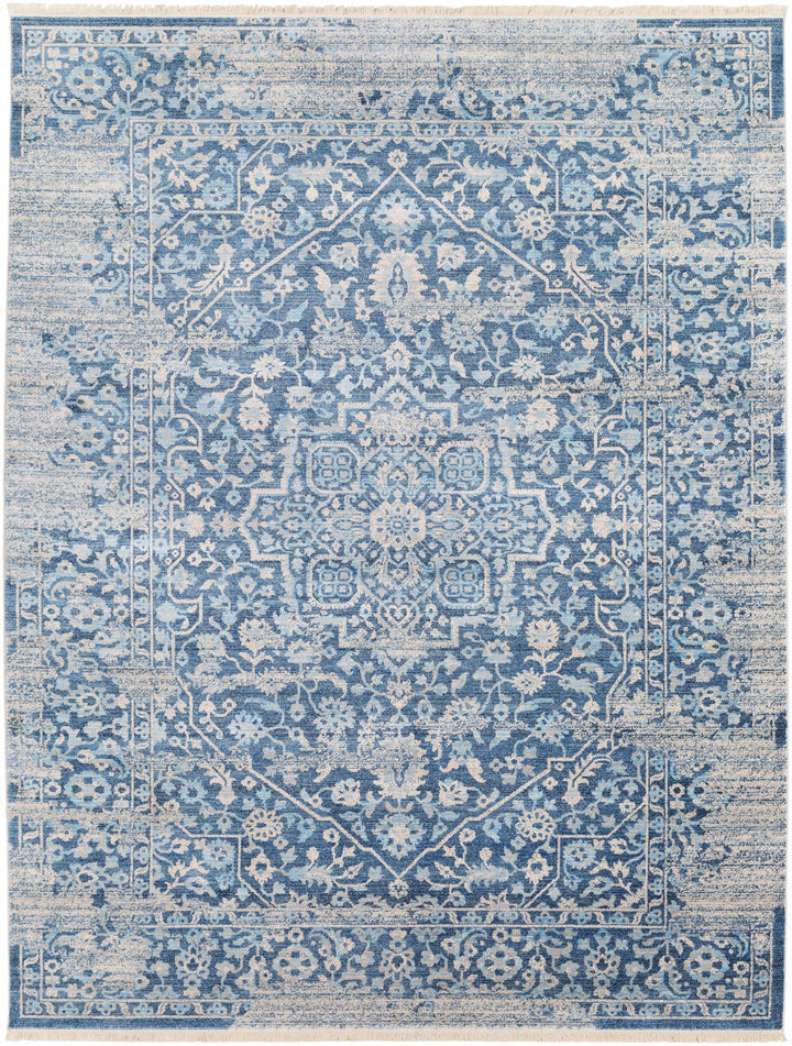 Yorkana Traditional Blue And Gray Distressed Rug