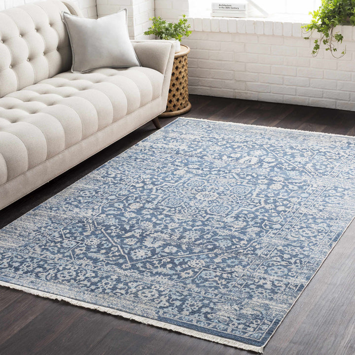 Yorkana Traditional Blue And Gray Distressed Rug