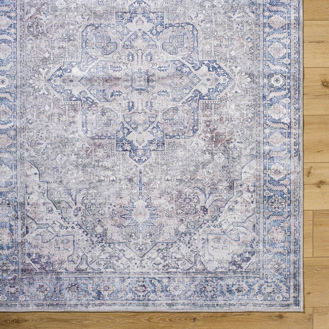 Yoshi Traditional Style Blue And Gray Washable Area Rug - The Rug Decor