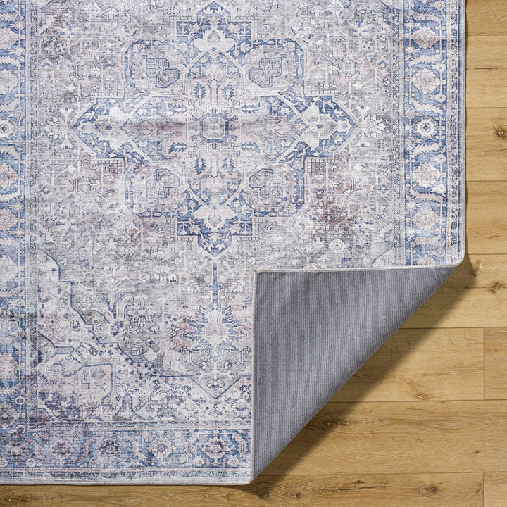 Yoshi Traditional Style Blue And Gray Washable Area Rug - The Rug Decor