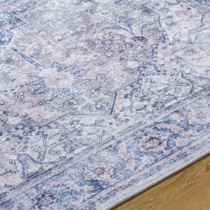 Yoshi Traditional Style Blue And Gray Washable Area Rug