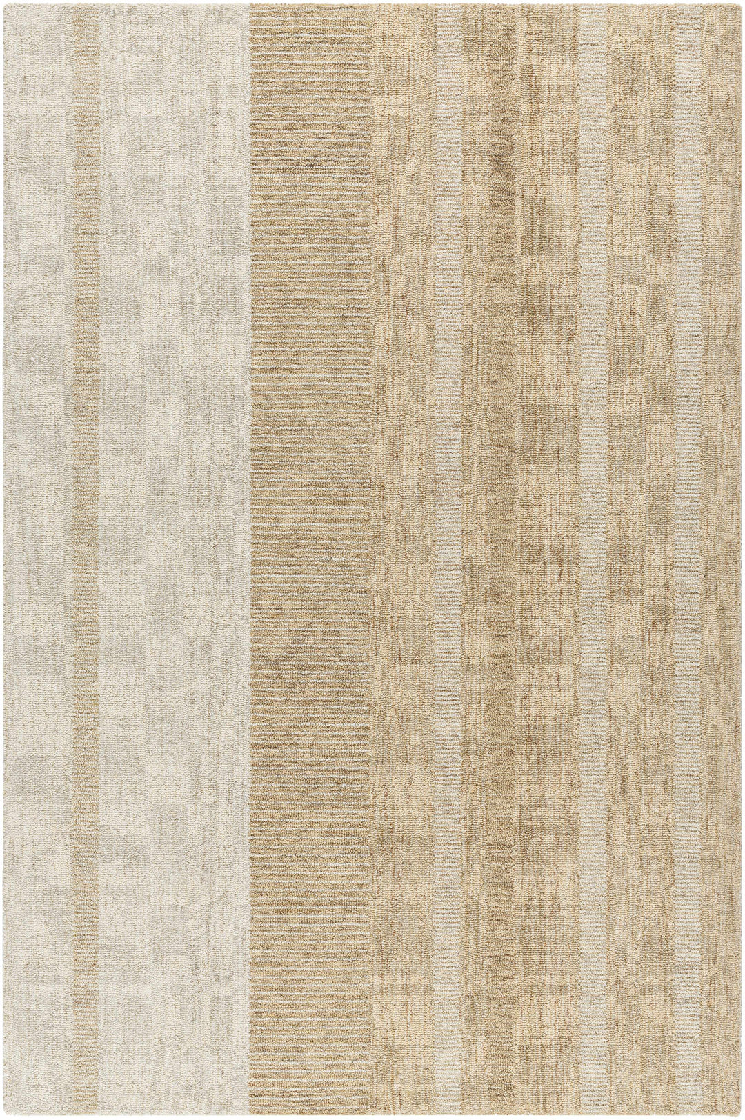 Yoyko Modern Stripe Pattern Ivory And Beige Hand Tufted Wool Area Rug