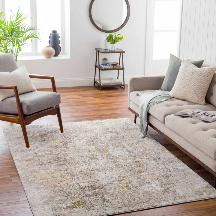 Yuji Contemporary Abstract Beige And Gray Area Rug - The Rug Decor