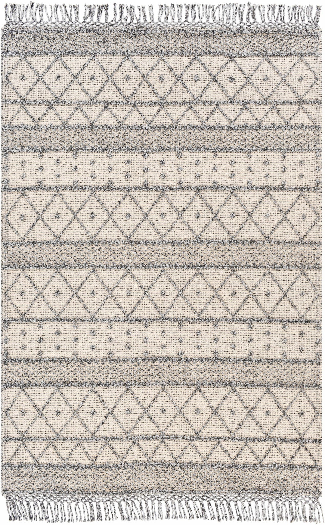 Yuko Bohemian Style Beige & Charcoal Hand Woven Rug - The Rug Decor