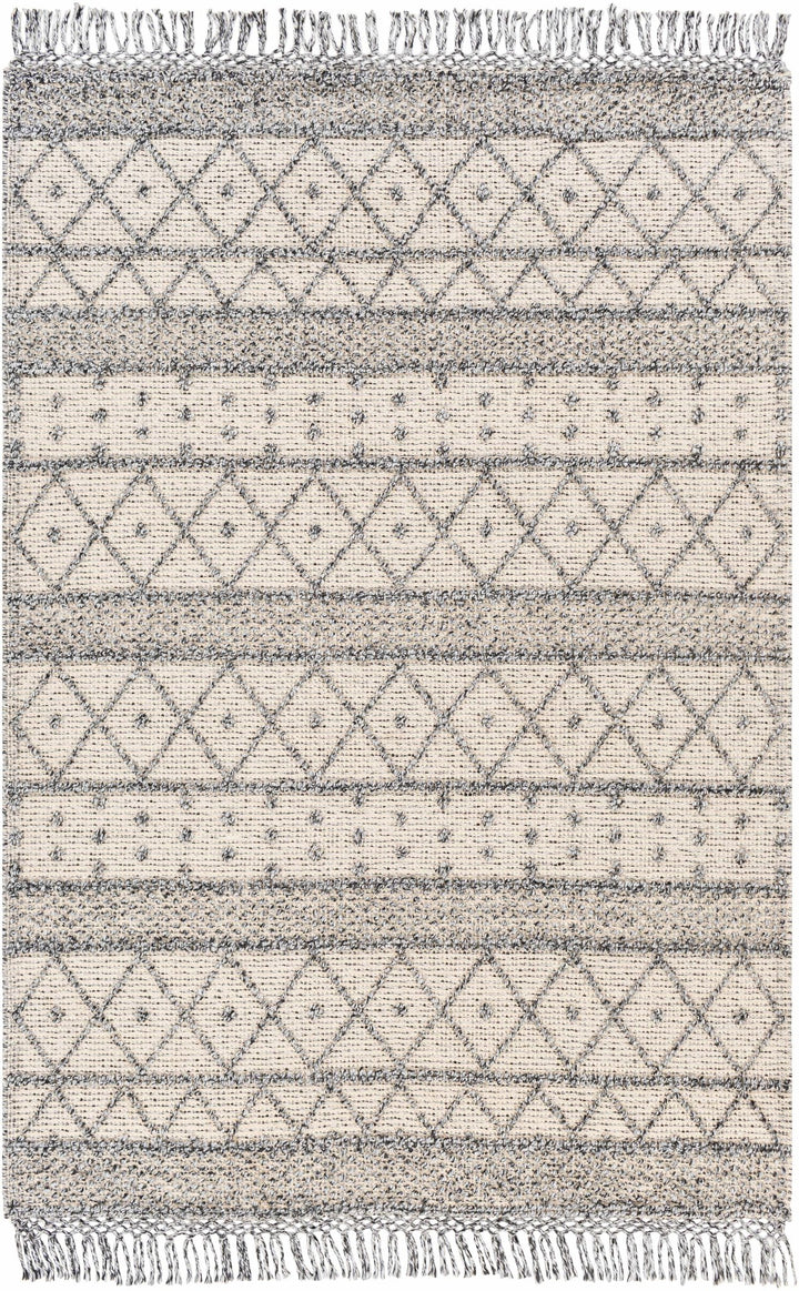 Yuko Bohemian Style Beige & Charcoal Hand Woven Rug - The Rug Decor