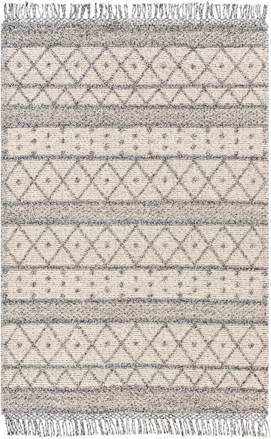 Yuko Bohemian Style Beige & Charcoal Hand Woven Rug - The Rug Decor
