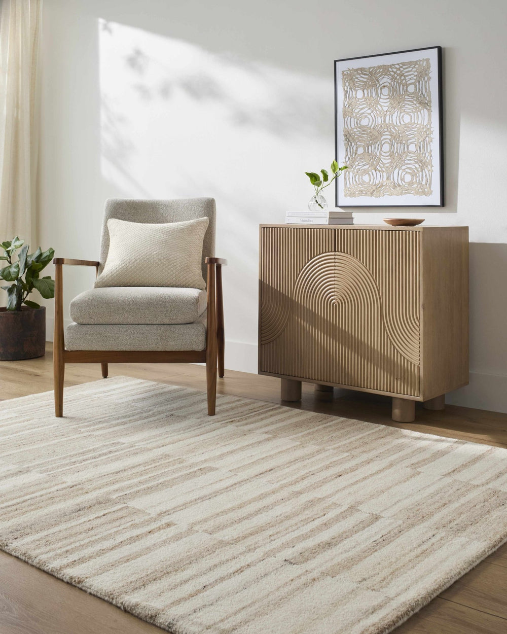 Yuuma Contemporary Style Beige And Tan Hand Tufted Area Rug - The Rug Decor