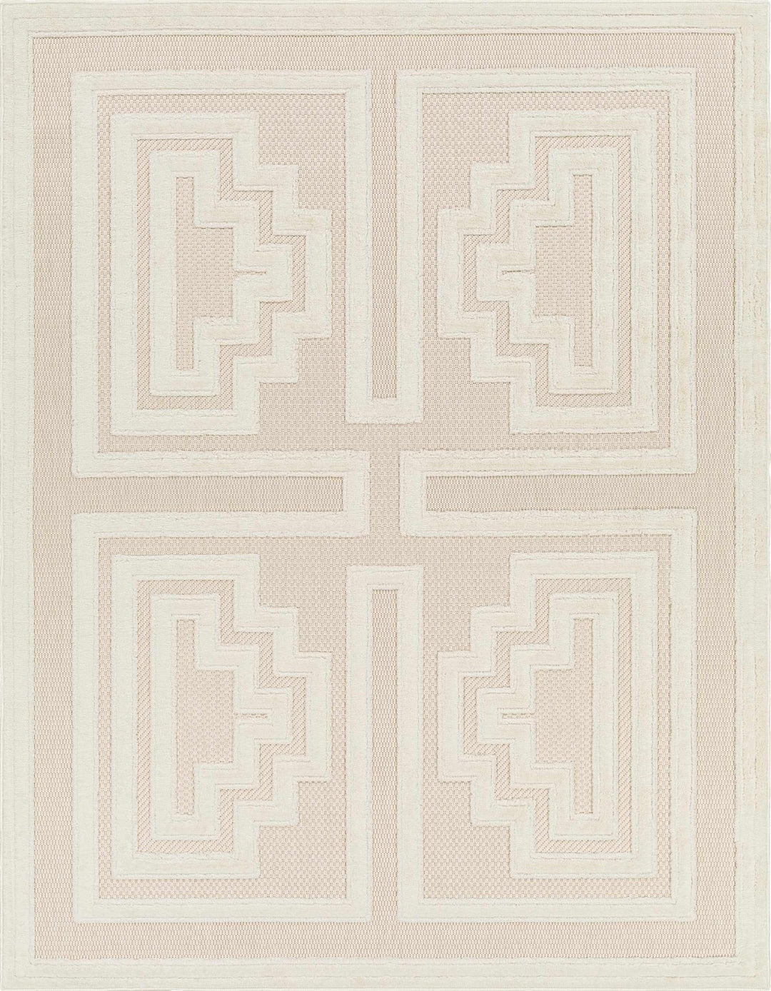Yves Modern Geometric Design Cream Outdoor Rug - The Rug Decor