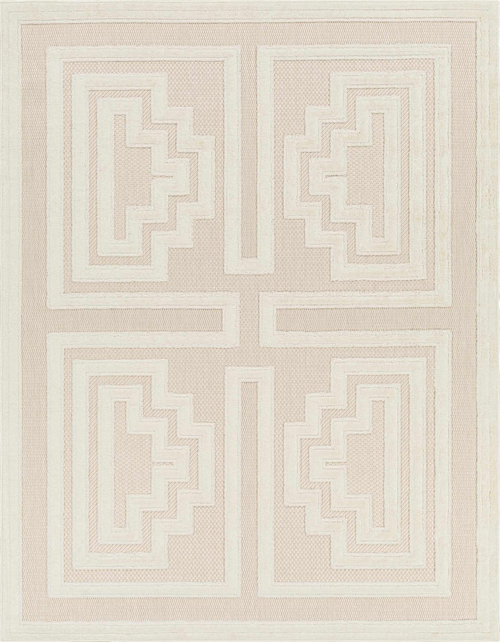 Yves Modern Geometric Design Cream Outdoor Rug - The Rug Decor