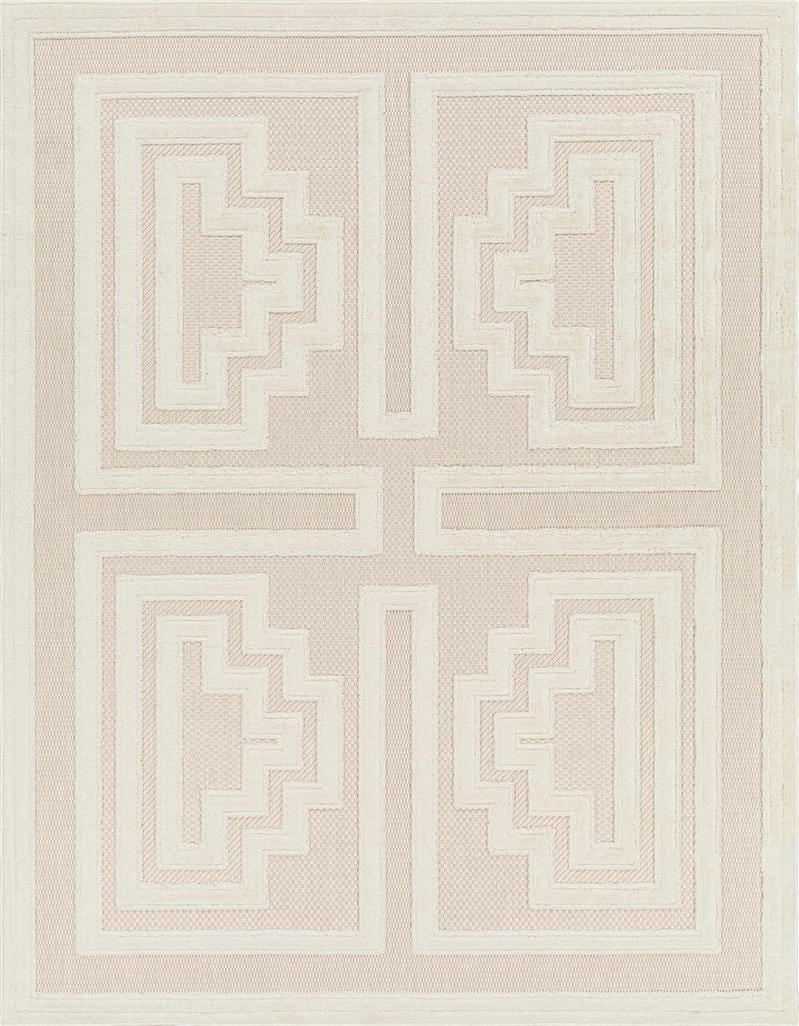 Yves Modern Geometric Design Cream Outdoor Rug - The Rug Decor