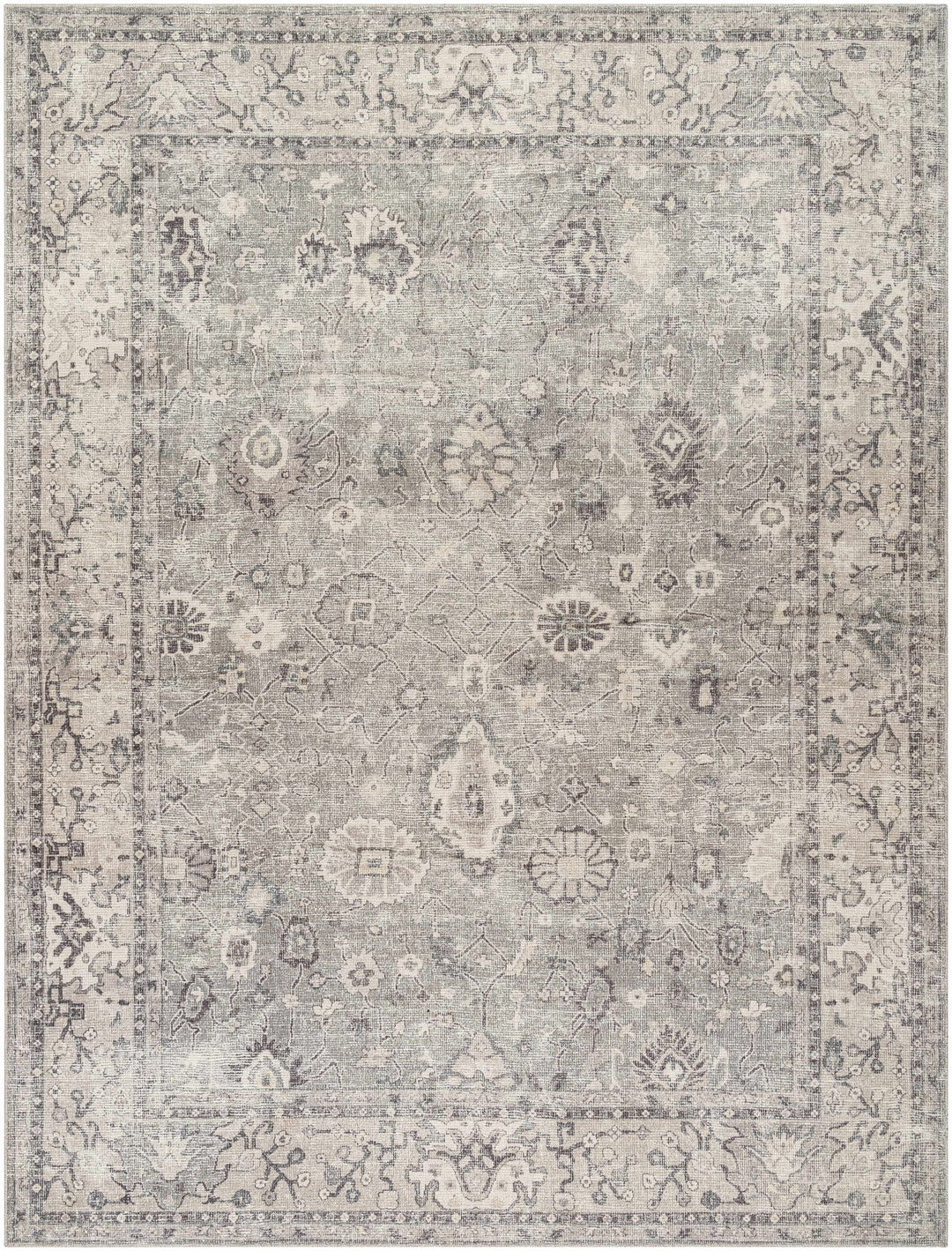 Yvon Traditional Gray Oushak Machine Woven Rug - The Rug Decor