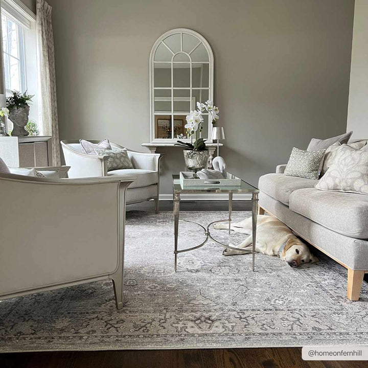 Yvon Traditional Gray Oushak Machine Woven Rug - The Rug Decor