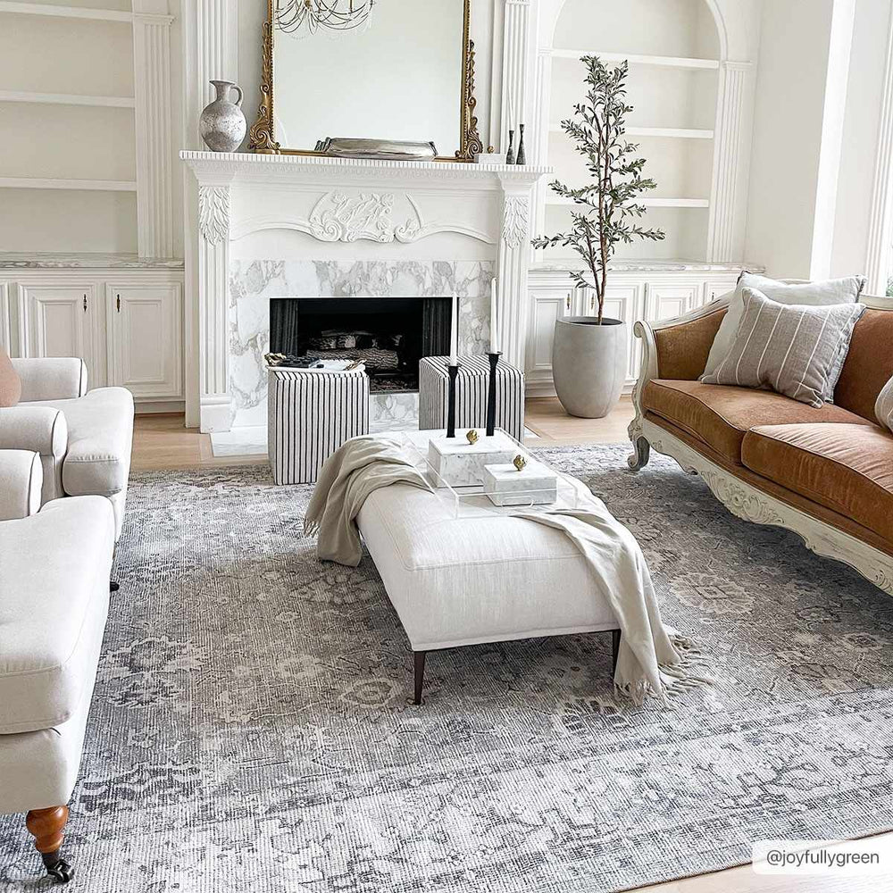 Yvon Traditional Gray Oushak Machine Woven Rug - The Rug Decor
