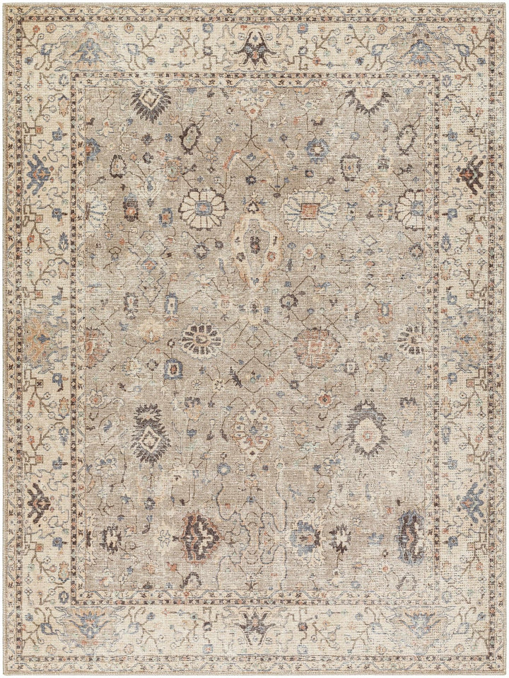 Yvon Traditional Oushak Beige And Brown Machine Woven Rug - The Rug Decor