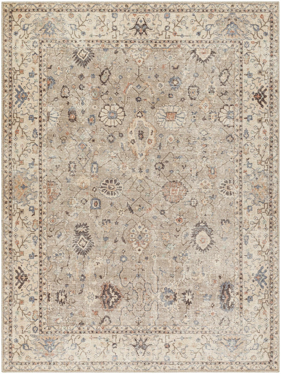 Yvon Traditional Oushak Beige And Brown Machine Woven Rug - The Rug Decor