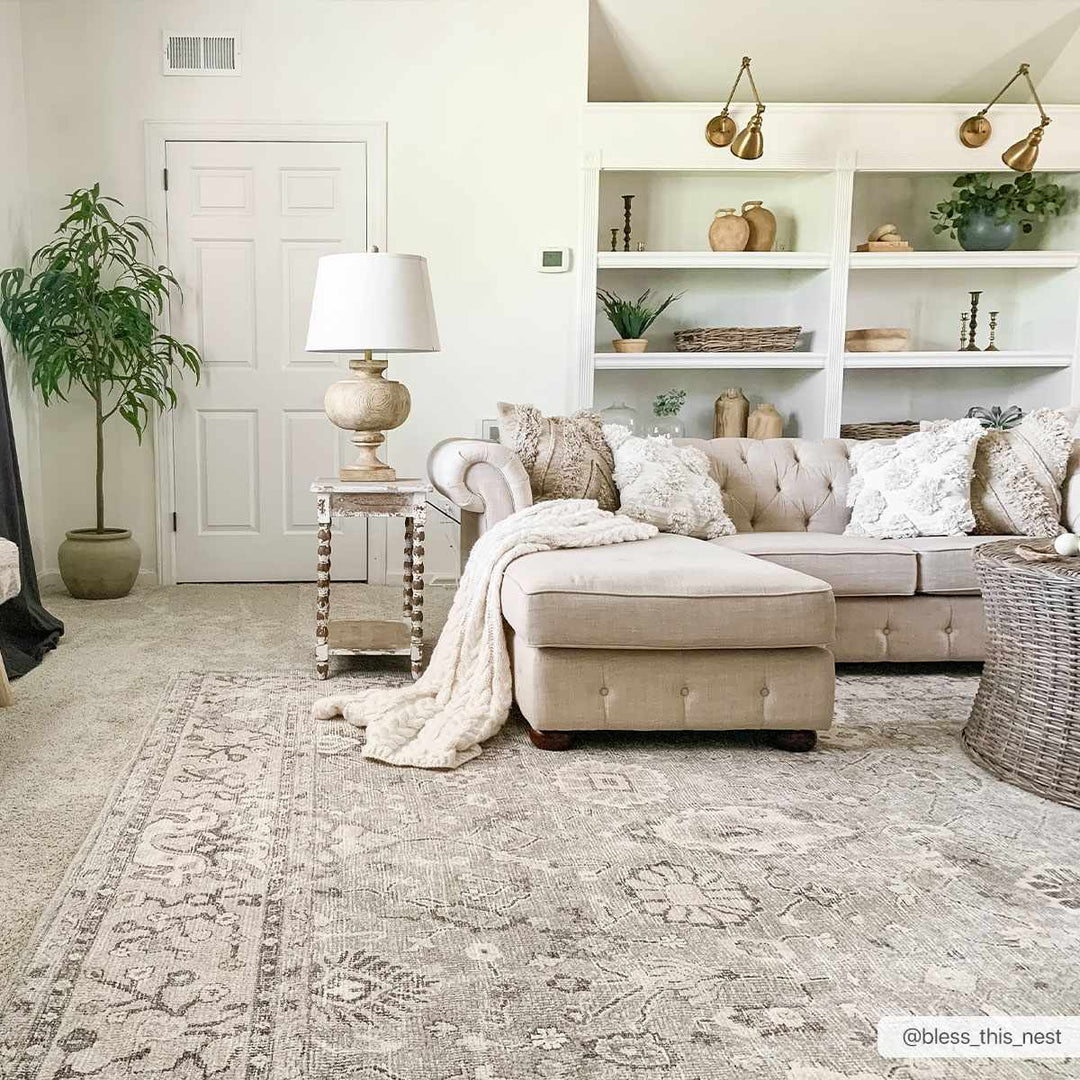 Yvon Traditional Style Oushak Beige Area Rug - The Rug Decor