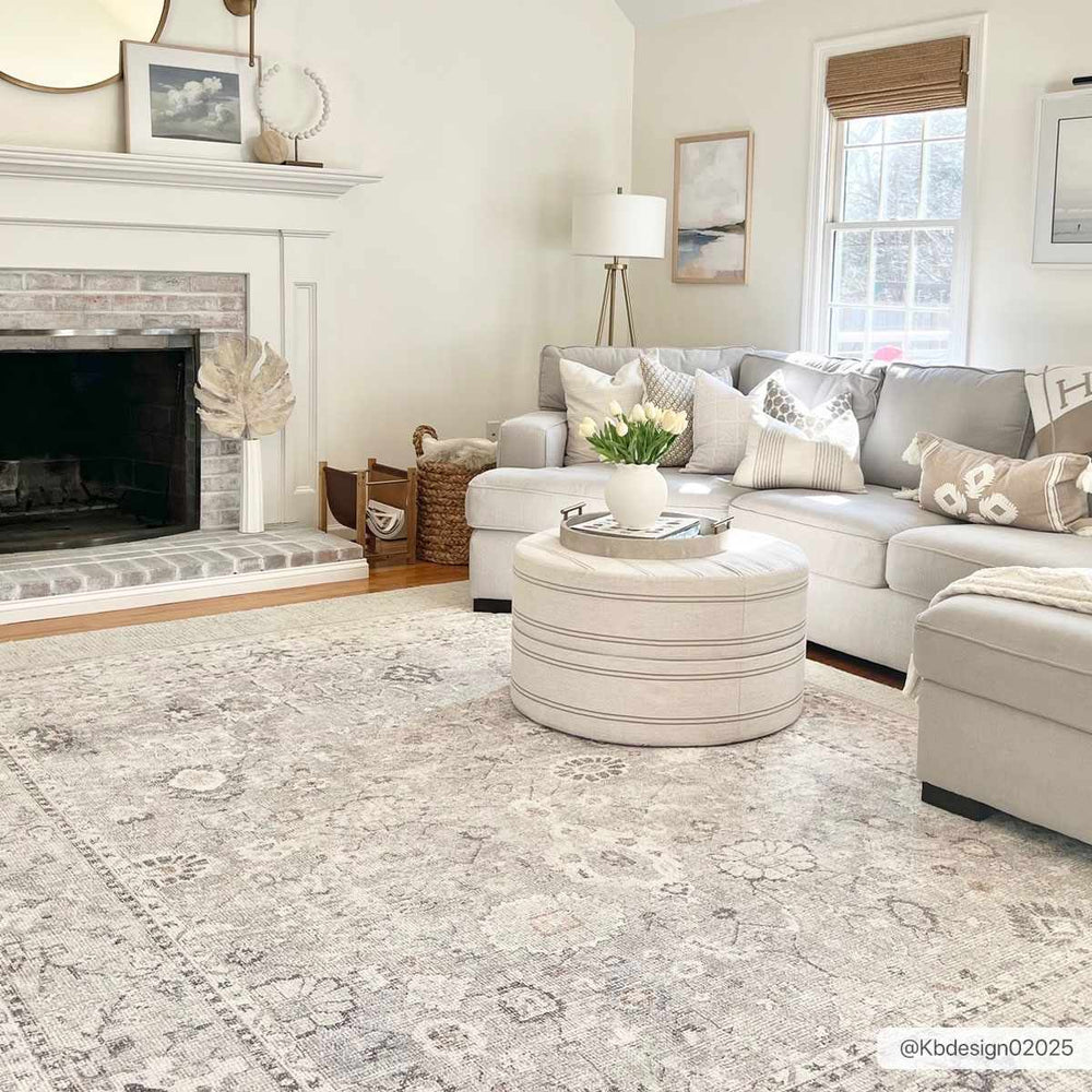 Yvon Traditional Style Oushak Beige Area Rug - The Rug Decor