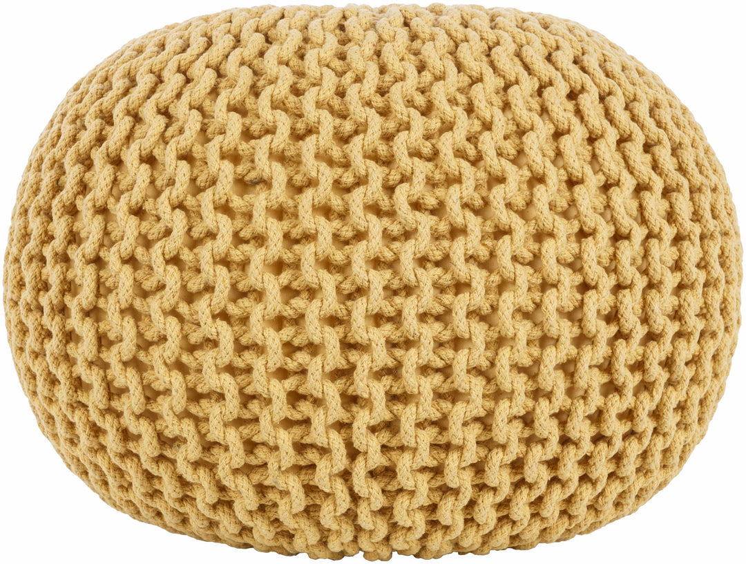 Yablanitsa Mustard Contemporary Cotton Pouf