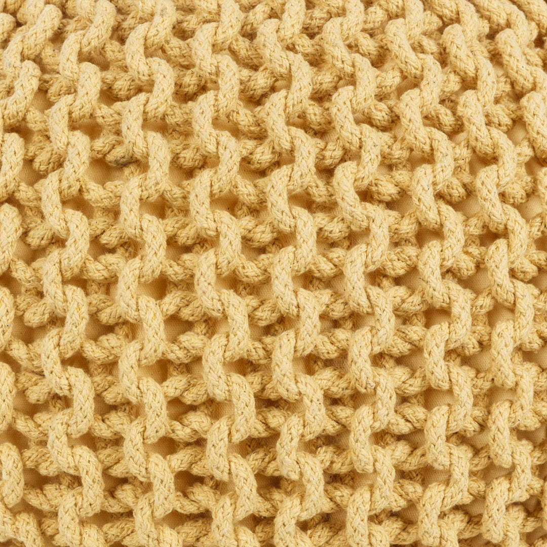 Yablanitsa Mustard Contemporary Cotton Pouf