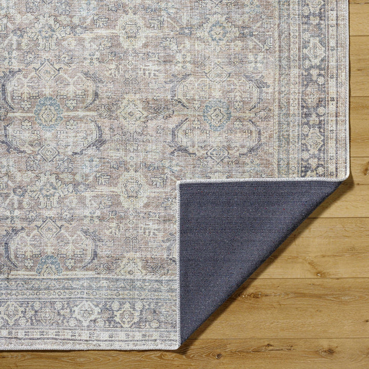 Zahar Traditional Beige And Charcoal Washable Area Rug - The Rug Decor