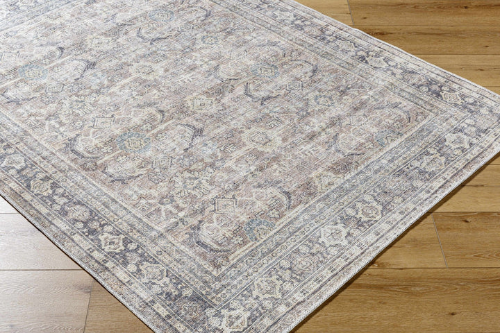 Zahar Traditional Beige And Charcoal Washable Area Rug - The Rug Decor