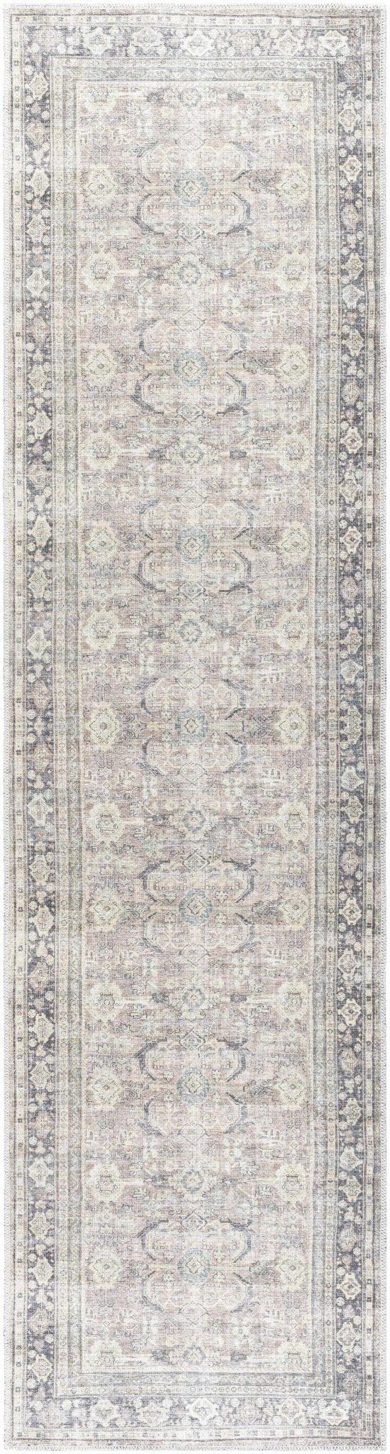 Zahar Traditional Beige And Charcoal Washable Area Rug - The Rug Decor