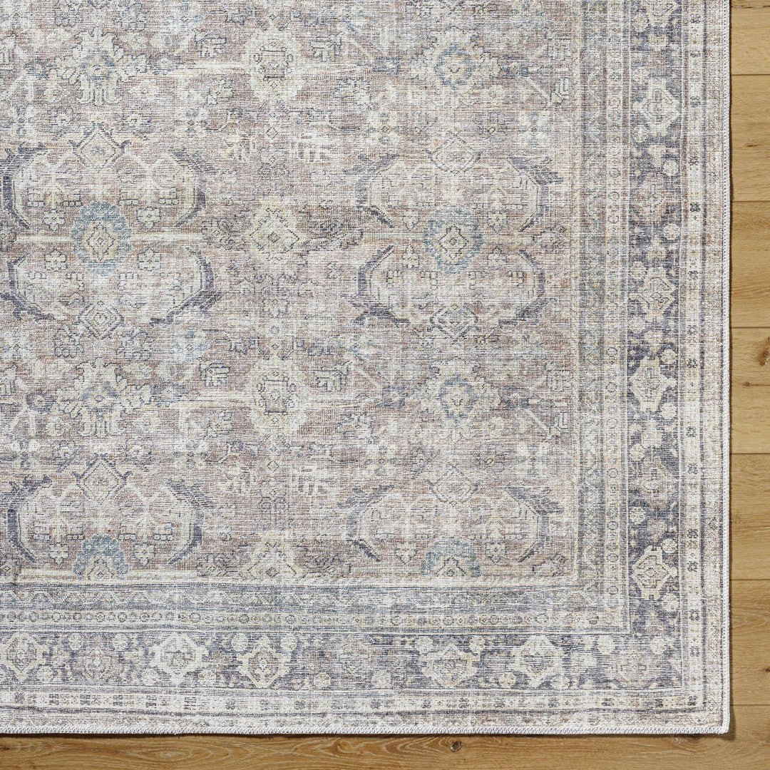 Zahar Traditional Beige And Charcoal Washable Area Rug - The Rug Decor