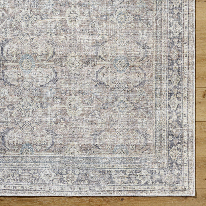 Zahar Traditional Beige And Charcoal Washable Area Rug - The Rug Decor