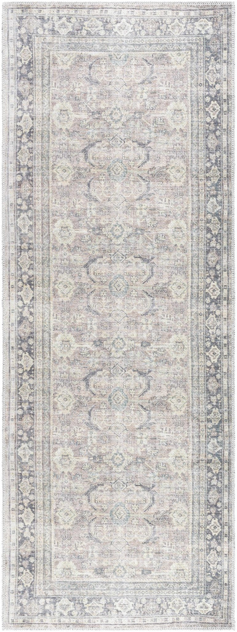 Zahar Traditional Beige And Charcoal Washable Area Rug - The Rug Decor