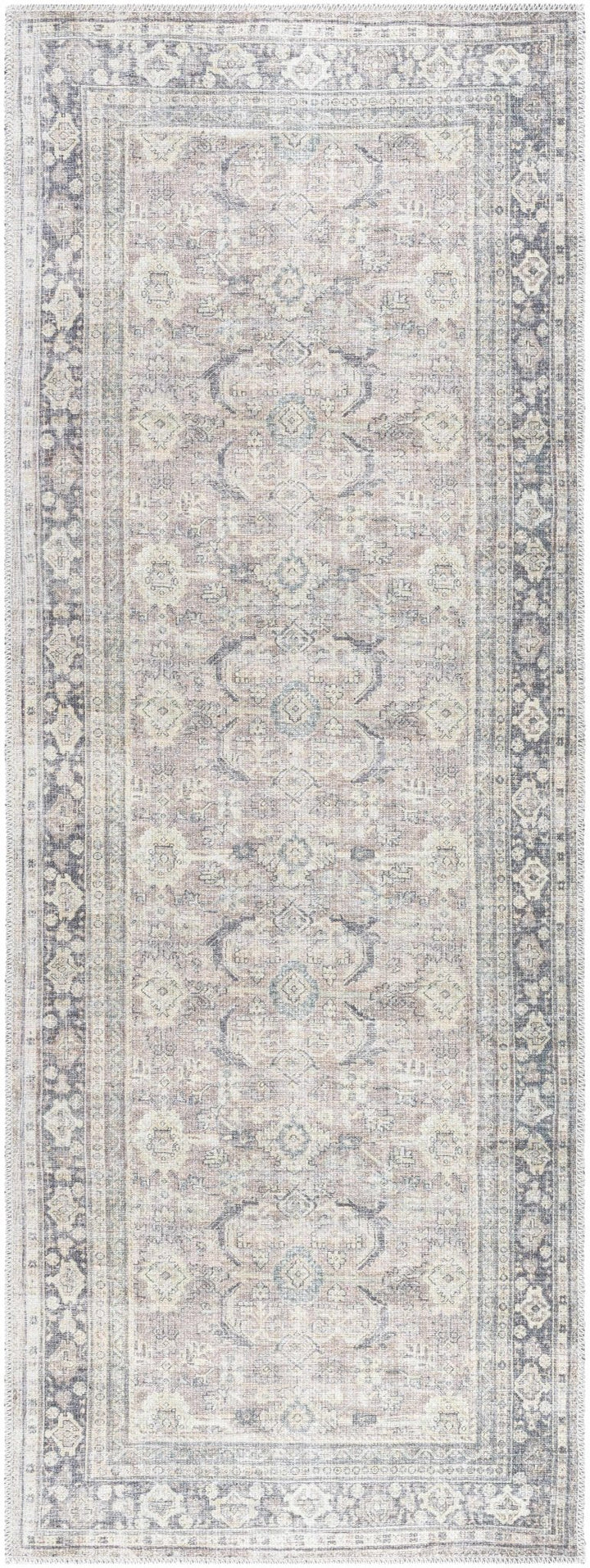 Zahar Traditional Beige And Charcoal Washable Area Rug - The Rug Decor