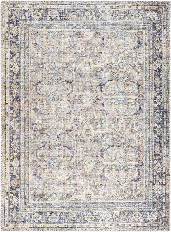 Zahar Traditional Beige And Charcoal Washable Area Rug - The Rug Decor