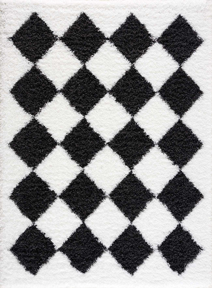 Zahur Modern Geometrical Black And White Rug - The Rug Decor
