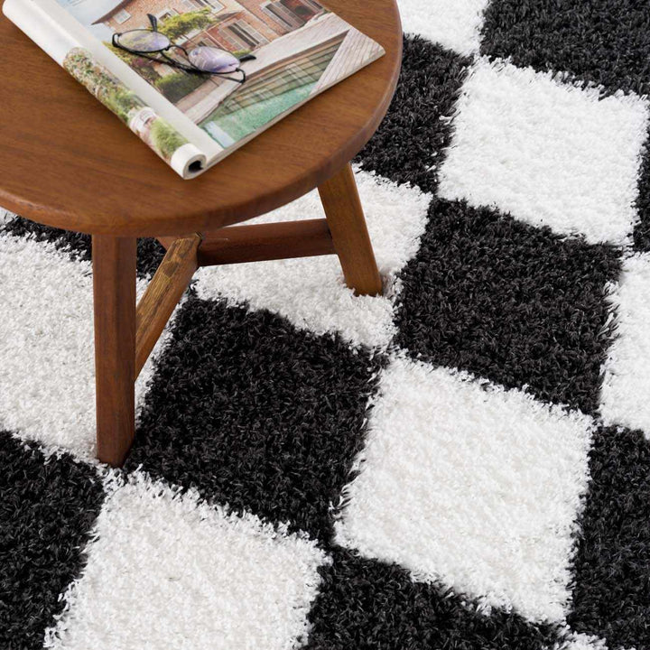 Zahur Modern Geometrical Black And White Rug - The Rug Decor