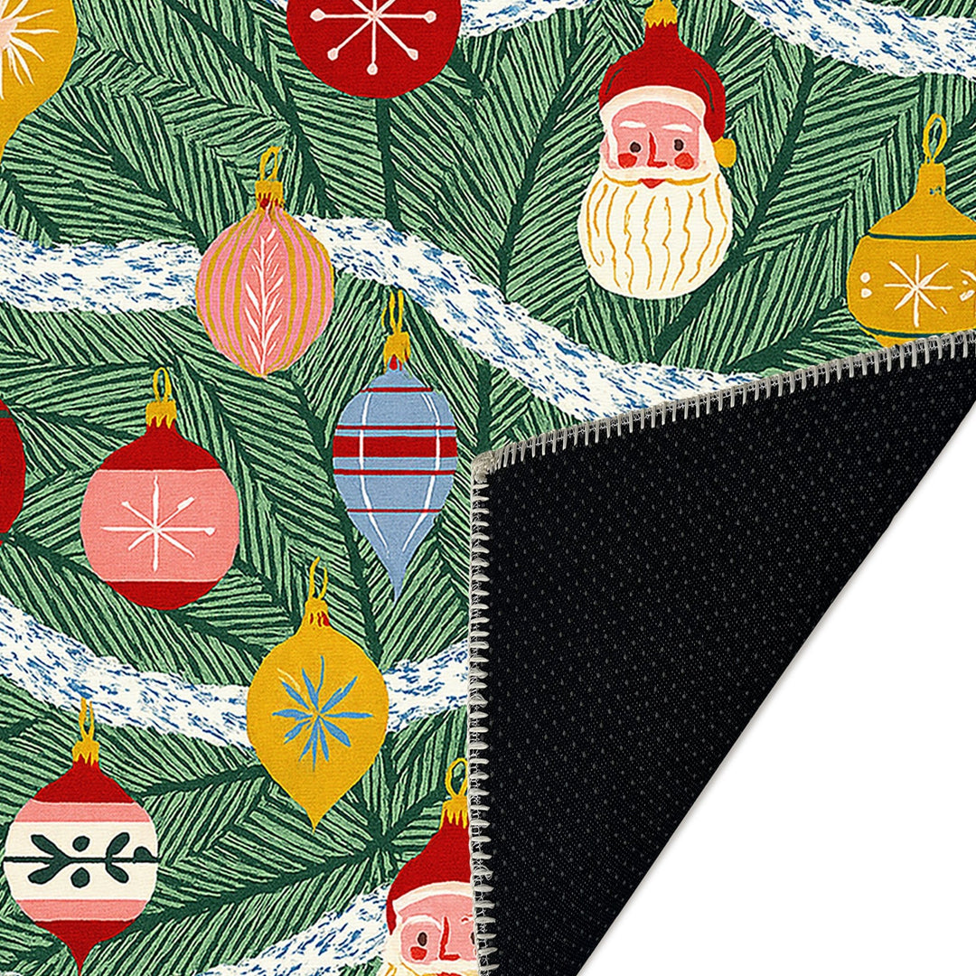 Zailen Christmas Green Machine Washable Cotton Area Rug - The Rug Decor