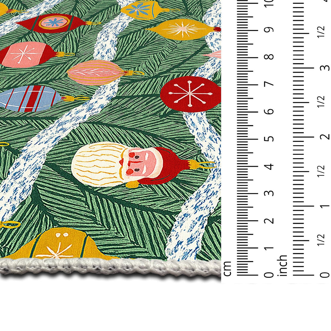 Zailen Christmas Green Machine Washable Cotton Area Rug - The Rug Decor