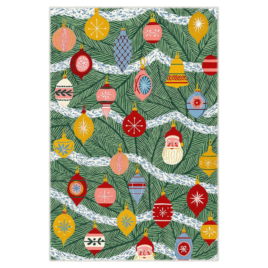Zailen Christmas Green Machine Washable Cotton Area Rug - The Rug Decor