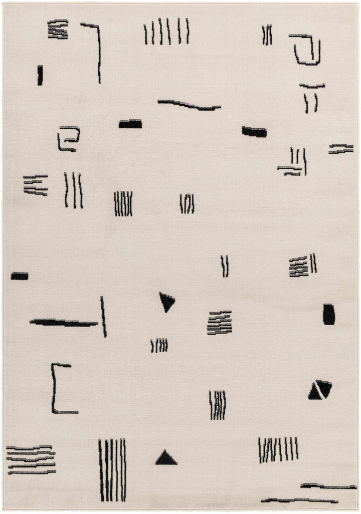 Zale Modern Abstract Design Cream And Black Area Rug - The Rug Decor