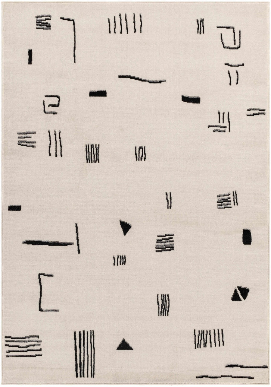 Zale Modern Abstract Design Cream And Black Area Rug - The Rug Decor