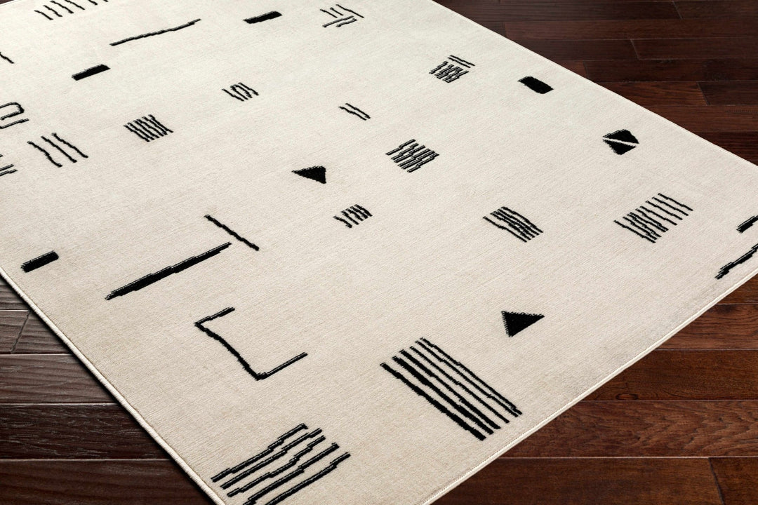 Zale Modern Abstract Design Cream And Black Area Rug - The Rug Decor