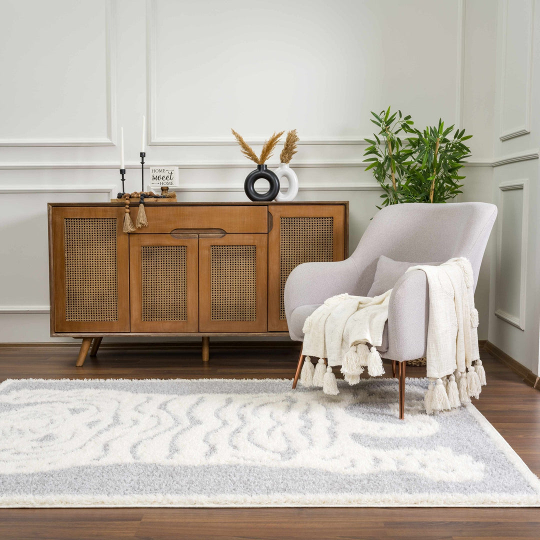 Zane Silver And Ivory Tibetan Animal Tiger Area Rug - The Rug Decor