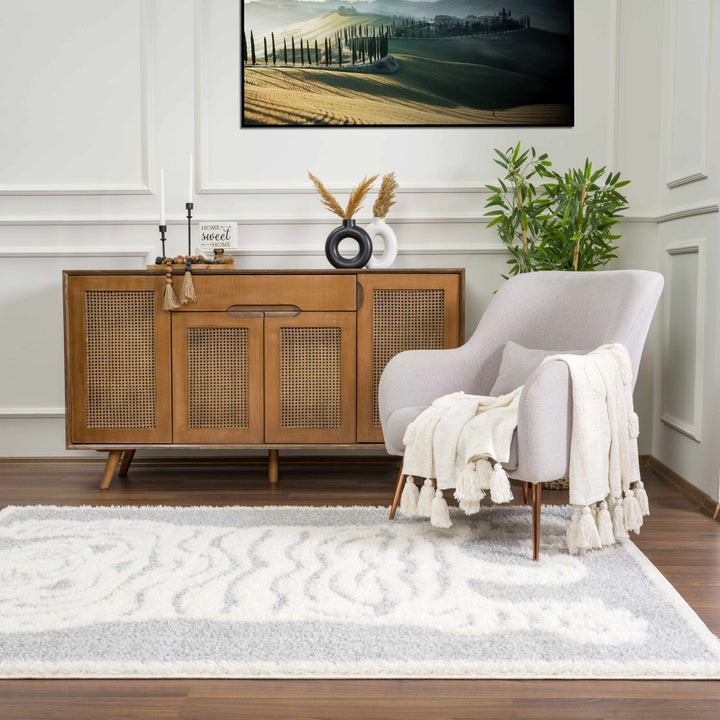Zane Silver And Ivory Tibetan Animal Tiger Area Rug - The Rug Decor
