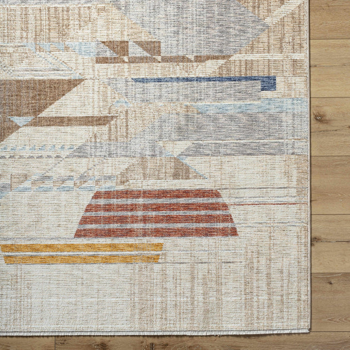Zanna Contemporary Abstract Beige And Rust Machine Woven Area Rug - The Rug Decor
