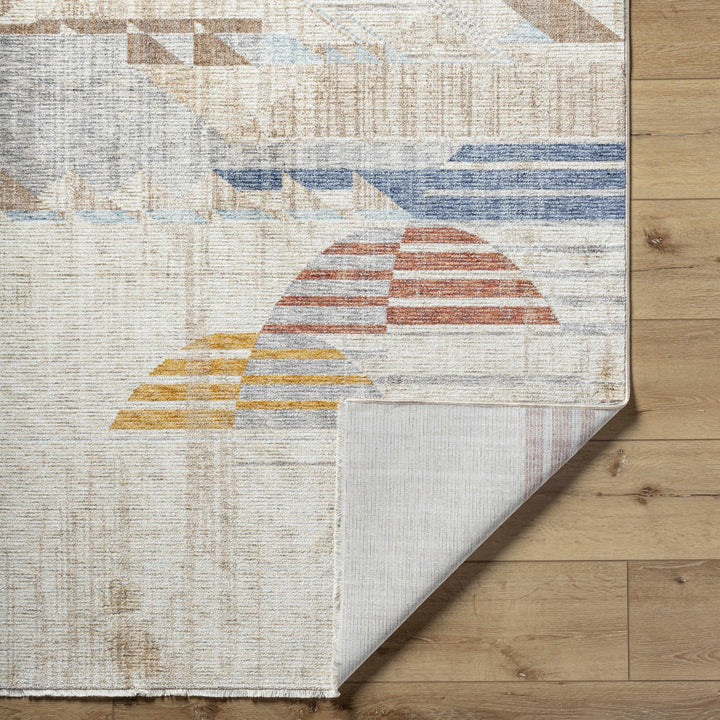 Zanna Contemporary Abstract Beige And Rust Machine Woven Area Rug - The Rug Decor