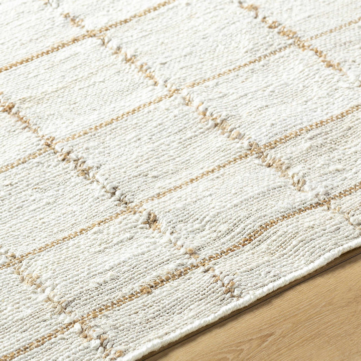 Zared Transitional Checkered Pattern Ivory Hand Woven Jute Rug - The Rug Decor